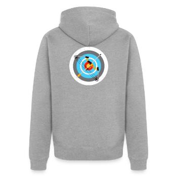 archery board and bow Design for a archery fan - Unisex Premium Bio Zip Hoodie - Grau meliert - Hinten - Nico (187cm)