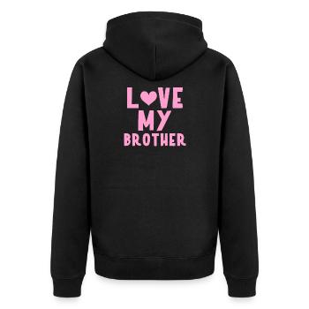 J’aime mon frère - Veste à capuche bio Premium Unisexe - noir - Dos - Nico (187cm)