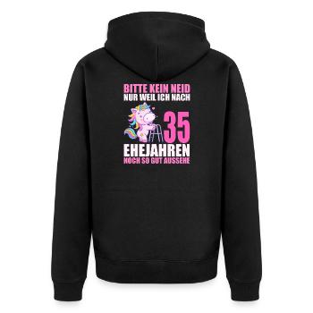 35 Jahre verheiratet lustig 35. Hochzeitstag - Unisex Premium Bio Zip Hoodie - Schwarz - Hinten - Nico (187cm)