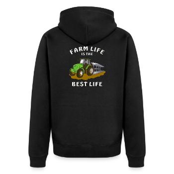 TRACTOR PLOUGH FARM LIFE IS THE BEST LIFE - Unisex Premium Organic Zip Hoodie - black - Back - Nico (187cm)