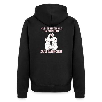 Hase Häschen was ist besser als ein Kaninchen - Unisex Premium Bio Zip Hoodie - Schwarz - Hinten - Nico (187cm)