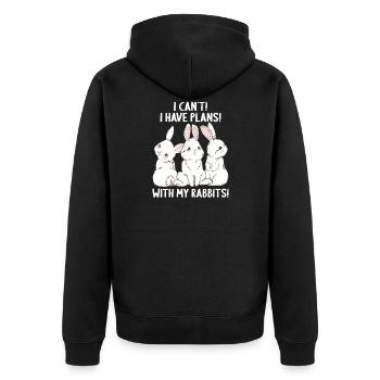 Rabbit i cant i have plans with my rabbits - Unisex Premium Organic Zip Hoodie - black - Back - Nico (187cm)