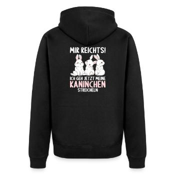 Hase Mir reichts ich geh Kaninchen streicheln - Unisex Premium Bio Zip Hoodie - Schwarz - Hinten - Nico (187cm)