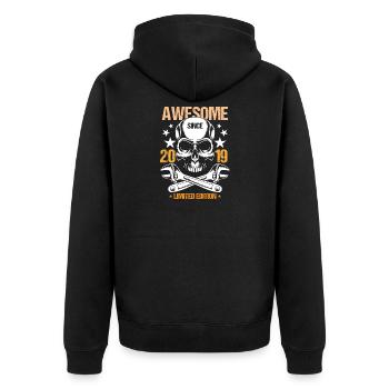 Geburtstag 2019 19 Vintage Biker Jahrgang Geschenk - Unisex Premium Bio Zip Hoodie - Schwarz - Hinten - Nico (187cm)