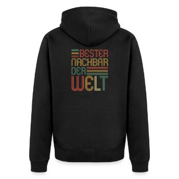 Bester Nachbar der Welt Nachbarn Nachbar - Unisex Premium Bio Zip Hoodie - Schwarz - Hinten - Nico (187cm)