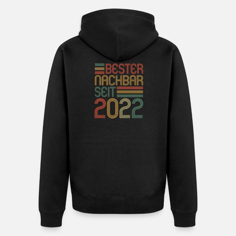 Bester Nachbar seit 2022 Nachbarn Nachbar - Unisex Premium Bio Zip Hoodie - Schwarz