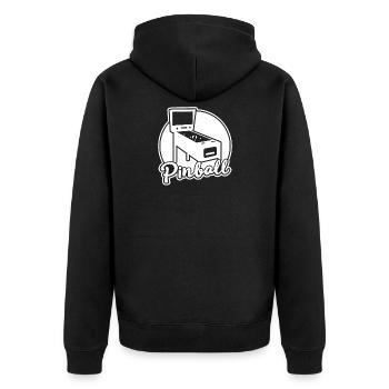 Silhouette Pinball Automat Zocker - Unisex Premium Bio Zip Hoodie - Schwarz - Hinten - Nico (187cm)