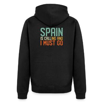 Spain is Calling I must go - Unisex Premium Organic Zip Hoodie - black - Back - Nico (187cm)