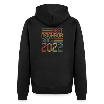 Best neighbor since 2022 Nachbarn Nachbar - Unisex Premium Bio Zip Hoodie - Schwarz - Hinten - Nico (187cm)