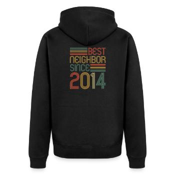 Best neighbor since 2014 Nachbarn Nachbar - Unisex Premium Bio Zip Hoodie - Schwarz - Hinten - Nico (187cm)