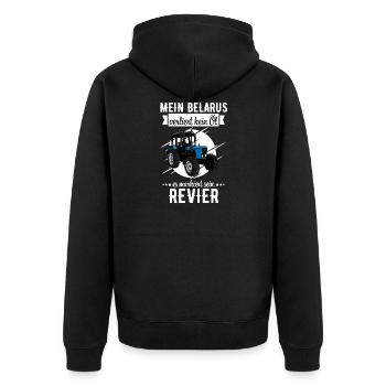 Mein Belarus Traktor MTZ USSR - Unisex Premium Bio Zip Hoodie - Schwarz - Hinten - Nico (187cm)