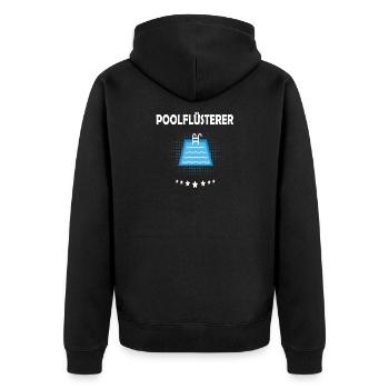 Poolflüsterer - Unisex Premium Bio Zip Hoodie - Schwarz - Hinten - Nico (187cm)