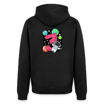 3 anniversaire garçon - 3 ans - J’ai 3 ans - Veste à capuche bio Premium Unisexe - noir - Dos - Nico (187cm)