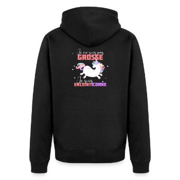 Je suis enceinticorne cadeau future maman enceinte - Veste à capuche bio Premium Unisexe - noir - Dos - Nico (187cm)
