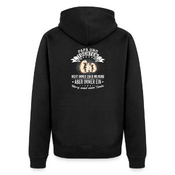 Papa Tochter Herz und Seele - Unisex Premium Bio Zip Hoodie - Schwarz - Hinten - Nico (187cm)