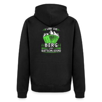 Berg Und Quetschn Sound, Steirische Harmonika - Unisex Premium Bio Zip Hoodie - Schwarz - Hinten - Nico (187cm)