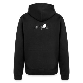 Eulen Kauz Owl Uhu Herzschlag Nachteule Eule - Unisex Premium Bio Zip Hoodie - Schwarz - Hinten - Nico (187cm)