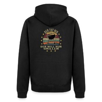 Der tut nix der will nur Grillen - Unisex Premium Bio Zip Hoodie - Schwarz - Hinten - Nico (187cm)