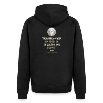 Stoïcisme Philosophie Marc Aurèle Citation - Veste à capuche bio Premium Unisexe - noir - Dos - Nico (187cm)