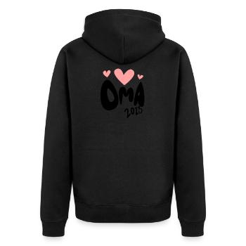 Oma 2023 - Werdende Oma 2023 - Unisex Premium Bio Zip Hoodie - Schwarz - Hinten - Nico (187cm)