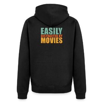 Film Fan - Unisex Premium Bio Zip Hoodie - Schwarz - Hinten - Nico (187cm)