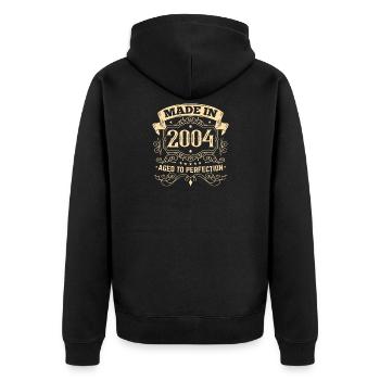 Geboren in 2004 Geburtstag Sprüche - Unisex Premium Bio Zip Hoodie - Schwarz - Hinten - Nico (187cm)