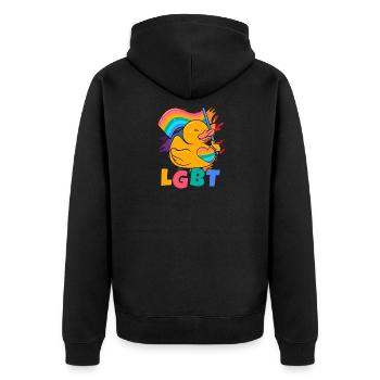 LGBT Bath Duckie Gay Pride Human Rights Lesbian Ru - Unisex Premium Bio Zip Hoodie - Schwarz - Hinten - Nico (187cm)