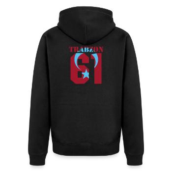 Trabzon 61 Trabzonlu Göktürkisch Türkei Memleket - Unisex Premium Bio Zip Hoodie - Schwarz - Hinten - Nico (187cm)