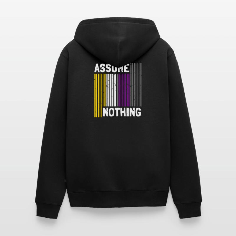Nonbinary I LGBT Pride I Flag Barcode I Assume Unisex Premium Bio Zip Hoodie