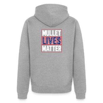 Retro Redneck Hairstyle I Mullet Hair I Mullet - Unisex Premium Bio Zip Hoodie - Grau meliert - Hinten - Nico (187cm)