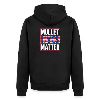 Retro Redneck Hairstyle I Mullet Hair I Mullet - Unisex Premium Bio Zip Hoodie - Schwarz - Hinten - Nico (187cm)