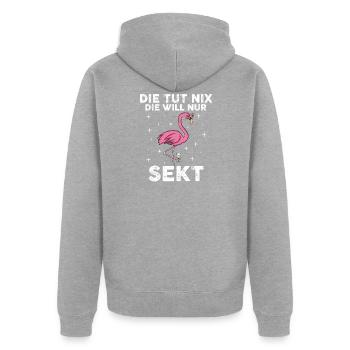 Mädelsabend Saufen Partyliebhaber Flamingo - Unisex Premium Bio Zip Hoodie - Grau meliert - Hinten - Nico (187cm)