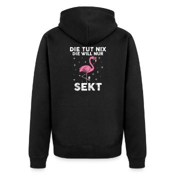 Mädelsabend Saufen Partyliebhaber Flamingo - Unisex Premium Bio Zip Hoodie - Schwarz - Hinten - Nico (187cm)