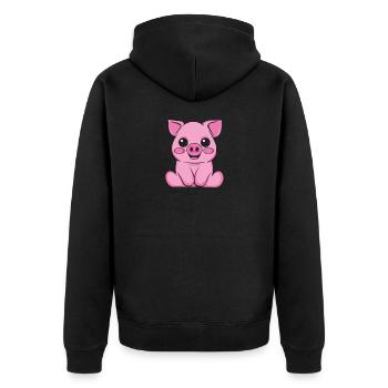 Hausschwein Wildschwein Bauer Bauernhof | Schwein - Unisex Premium Bio Zip Hoodie - Schwarz - Hinten - Nico (187cm)