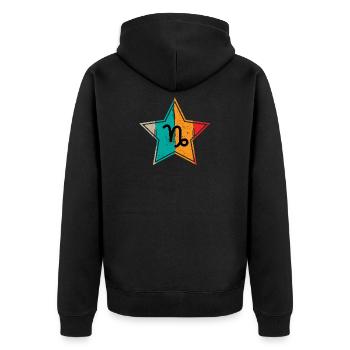 Steinbock Sternzeichen Horoskop Retro Geschenk - Unisex Premium Bio Zip Hoodie - Schwarz - Hinten - Nico (187cm)