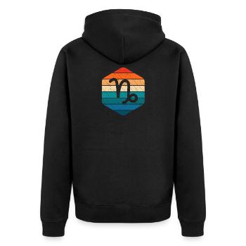 Steinbock Sternzeichen Horoskop Retro Geschenk - Unisex Premium Bio Zip Hoodie - Schwarz - Hinten - Nico (187cm)