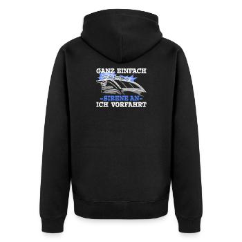 Rettungsdienst Sirene AN Vorfahrt Blaulicht - Unisex Premium Bio Zip Hoodie - Schwarz - Hinten - Nico (187cm)