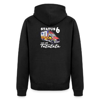 Status 6 Außer Dienst Tatütata Rettungswagen - Unisex Premium Bio Zip Hoodie - Schwarz - Hinten - Nico (187cm)