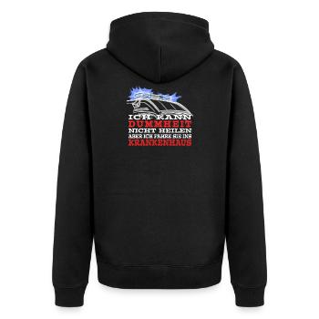 Rettungsdienst Dummheit Krankenhaus Sanitäter - Unisex Premium Bio Zip Hoodie - Schwarz - Hinten - Nico (187cm)