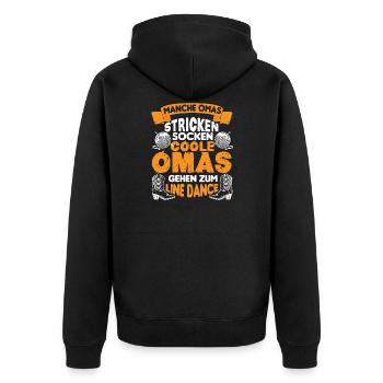 Line Dance Stiefel Oma wie einer normale Oma - Unisex Premium Bio Zip Hoodie - Schwarz - Hinten - Nico (187cm)