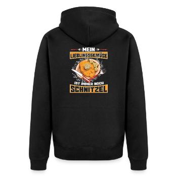 Schnitzel mein Lieblingsgemüse ist Schnitzel - Unisex Premium Bio Zip Hoodie - Schwarz - Hinten - Nico (187cm)