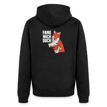 Schafkopf Skat Kartenspiel | Doppelkopf - Unisex Premium Bio Zip Hoodie - Schwarz - Hinten - Nico (187cm)