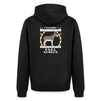 MUSS IMMER AN ESEL DENKEN - Unisex Premium Bio Zip Hoodie - Schwarz - Hinten - Nico (187cm)