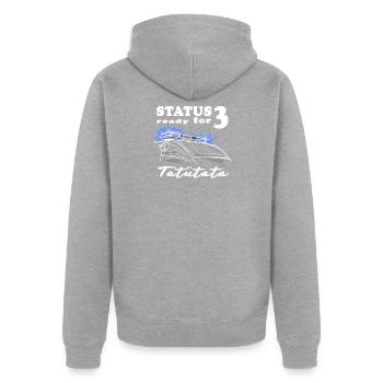 Status 3 ready for Tatütata Rettungswagen - Unisex Premium Bio Zip Hoodie - Grau meliert - Hinten - Nico (187cm)