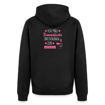 Ich Mag Romantische Spaziergänge Zur Nachbarin - Unisex Premium Bio Zip Hoodie - Schwarz - Hinten - Nico (187cm)