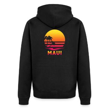 Maui Retro Strand - Unisex Premium Bio Zip Hoodie - Schwarz - Hinten - Nico (187cm)