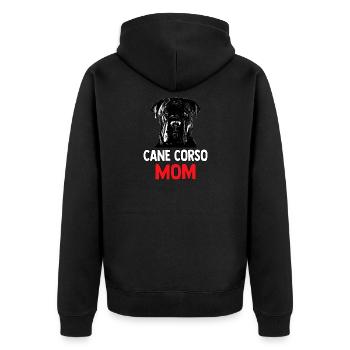 Hund Mama Welpe Mom Cane Corso - Unisex Premium Bio Zip Hoodie - Schwarz - Hinten - Nico (187cm)