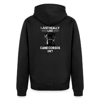 Cane Corso Dog - Unisex Premium Organic Zip Hoodie - black - Back - Nico (187cm)