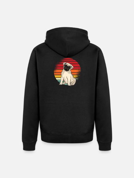 Mops Retro - Unisex Premium Bio Zip Hoodie - Schwarz