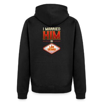 Las Vegas Hochzeit - Unisex Premium Bio Zip Hoodie - Schwarz - Hinten - Nico (187cm)